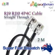 4P4C RJ9 RJ10 RJ22 Straight Through Telephone Handset Flat Cord Cable 2m Black