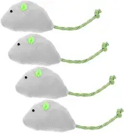 FIXOSHEE 4pcs Soft Plush Mouse Cat Realistic Teething Plaything for Indoor Cats Engaging Exercise Self Entertainment Lifelike Stimulate Hunting Instincts