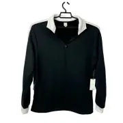 Swet Tailor Stretch Micro Fleece Quarter Zip Men L Black Snow Slalom Stripe New