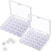 Transparent Plastic Sewing Machine Bobbins - Upgraded 50 Pcs Sewing Machine Bobbins with Bobbin Case for Brother Singer Babylock Janome Kenmore