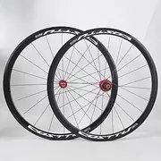 700C Wheel Set Road Bike Wheels Rim Brake 40mm Front Rear Rims Quick Release Bearing Hubs Cassette 8 9 10 11 Speed (Color : Black-red, Size : 700C)