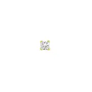 9ct Gold, 6mm Square Cubic Zirconia Single Stud Earring in Clear