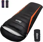 QEZER Hiking Down Sleeping Bag 5 Degree / 1080g, 3-4 Seasons Adult or Kid Ultralight Sleeping Bag for Camping, Backpacking, Hiking，and Traveling, Envelope Lightweight and Portable