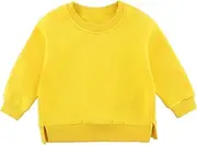[GLEAMING GRAIN] Toddler boys and girls crew neck pullover sweatshirts fleece solid fall and winter clothing for Kids 6M-7Y