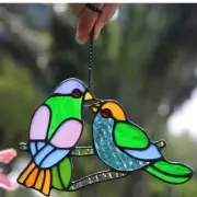 Stained Glass Lover Bird Suncatcher Hanging Decor