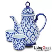 Tea Pot and 2 Tea cups - Thai Crockery