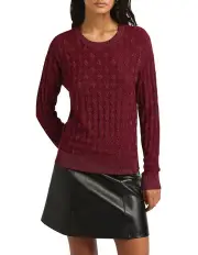 [Marcs] Shining Diamond Shimmer Knit Jumper in Red