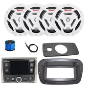 JBL Marine Radio, Antenna, 4x 6.5" 150W White Speaker w/Wire,Spa Bezel, Adapter