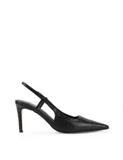 Zuko Slingback Heels - Black Snake Leather