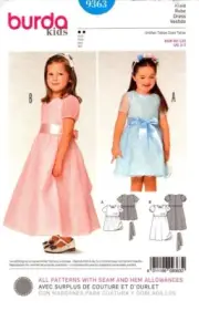 Burda Sewing Pattern 9363 Girls Dress Party Dress Flower Girl Dress Size 2-7