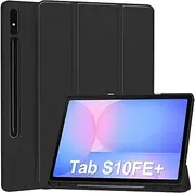 [T Tersely] Flip Case Cover for Samsung Galaxy Tab S10 FE+/S10 FE Plus 2025 Released (13.1 Inch), Smart Cover Stand Hard Shell Auto Sleep/Wake UP with Pencil Holder for Galaxy Tab S10FE+ - Black