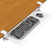 ERGOMAKER Keyboard Tray Under Desk, Small Computer Desk with Keyboard Tray 25.6" x 11.8" Steady Slide-Out Computer Drawer for Typing, White