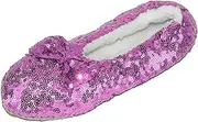 [Alotta Knits] Women's Sequins Ballerina Slippers with Sherpa Fleece Lining