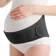 LeoLeozz Maternity Belly Band - Adjustable Pregnancy Support for Abdomen, Pelvic, Waist & Back Pain - Breathable Belly Belt for All Trimesters (One Size fits All,Black)