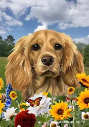 Cocker Spaniel Buff Summer Fields Flag