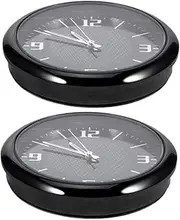 2pcs Car Clock Digital Clock Clocks Digital Wall Controlled Wall Clock Outdoor Wall Clock Kit Battery Clock Mini Clock Car Watch Clock Mechanisms LED Clock Steel Black