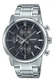 Casio Chronograph Stainless Steel Black Dial Analog MTPE510D-1A1V 50M Mens Watch