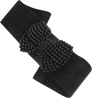 [SAFIGLE] Wide Waist Belt : Bowknot Waist Belt for Dresses Elastic Stretchy Waistband Adjustable Decorative Band for Ladies Skirts and Pants Black