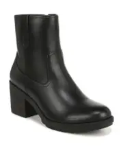 Dr. Scholls Women's Ankle Boots Faux Leather Round Block Heel Lightweight S83