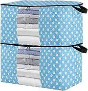 sanluoli 90L 2 Pack Under Bed Shoe Storage with Reinforced Handles, clear window Clothes Boxes For Closet