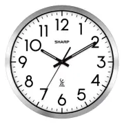 Atomic Analog Wall Clock - 12" Silver Brushed Finish Sets Automatically- Batt...