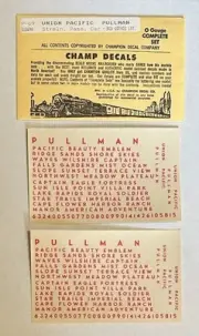 CHAMP O DECAL-UNION PACIFIC STREAMLINED PULLMAN CAR-RED LETTERING #P-69