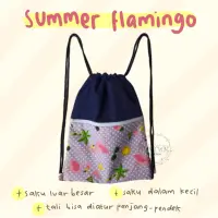 在飛比找蝦皮購物優惠-夏季火烈鳥紫丁香口袋拉鍊袋獨特的當代熱門抽繩袋畫美學女孩學校
