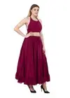 Women 16 yard casual Cotton Solid Color Elastic Waist Maxi Skirt With Drawstring