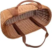 Market Basket Fruit Picking and Decorative Storage Basket - Rustic Woven Egg Holder With Handle Design for Food