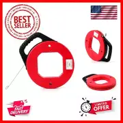 100 Ft Fish Tape Wire Puller Red Electrician Reel Pull Wires Cable Hand Pulle...
