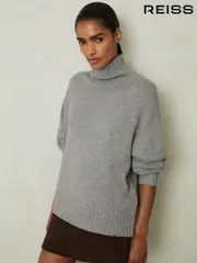 Reiss Grey Marl Corrine 100% Cashmere Roll Neck Jumper (E93709) | $510