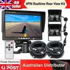 7" Monitor+2x Sony CCD Sensor Reversing Rearview Camera 4Pin Kit Trailer Caravan