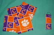 *New COASTERS SET of 4 and/or KEYCHAIN key ring CLEMSON UNIVERSITY TIGERS