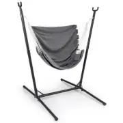 Costway Hammock Chair with 6-Position Adjustable Height and Side Pocket-Grey