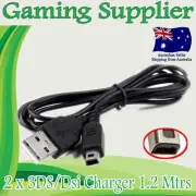 2 x Nintendo 3DS / Dsi / DSi XL / 3DS XL / 2DS USB charger 1.2 Mtr Cable