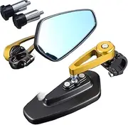 Motorcycle Mirrors for Sur for Ron for Surron for Light for Bee S X Motorcycle Rearview Handlebar Rearview Mirror Retro Round Side Mirror for SurRon Motorcycle Rear View Mirror(Yellow)
