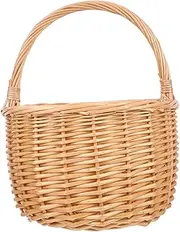 EXQUIMEUBLE Wicker Picnic Basket with Handles Empty Handwoven Willow Basket Fruit Holder Vegetable Keeper for Weddings Garden Harvest and Home Organization