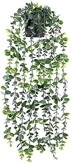 AU008-1 1PCS Artificial Hanging Plant,Small Size Fake Green Eucalyptus Vine,Faux Greenery for Home Office Indoor Outdoor Wall Décor,Single Item Does not Include Planter,56cm(22")