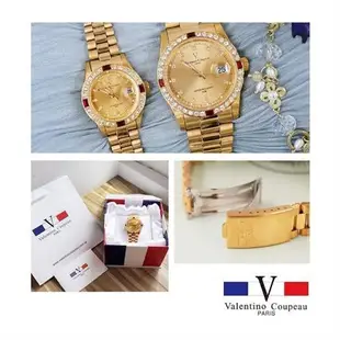 【Valentino Coupeau】范倫鐵諾四方鑽全金鋼帶男女錶 范倫鐵諾 古柏