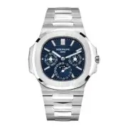 Patek Philippe Nautilus Watch 40MM Blue Index Hour Markers Dial White Gold