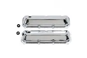 Edelbrock Valve Covers Signature Series Stock Height Steel Chrome Logo For Ford 385 Series Big Block Pair EB4463