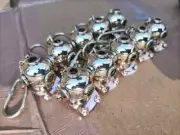 Lot Of 50 Solid Brass Chrome Finish Diving Mini Helmet Key Chain Key Ring Gift