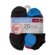Wonder Nation No Show Socks Boys Multicolor Stretch 20-Pack, Size Large(3-9)