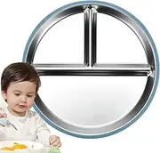 Stainless Steel Divided Plates for Kids | Three Compartments Stainless Steel Dishes Kids Dinnerware | Reusable Portion Control Plate Divided Serving Tray for Children Boys Girls