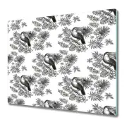 Glass Kitchen Chopping Board Worktop Saver Tropical Toucan Floral 60x52