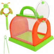 1Set Butterfly Habitat Cage Observation Mesh Cage with Tweezer Magnifying Glass for Catching Butterflies Bees Ladybugs Lightweight Design for Outdoor