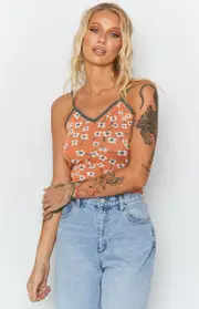 White Blossom Crop Top Orange