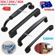Round/Square Kitchen Cabinet Pulls Bar Cupboard Drawer Black Door Handles 128mm