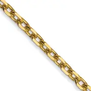 14K Yellow Gold 26 Inch 2.2mm Diamond-Cut Round Open Link Cable With Lobster Clasp Chain