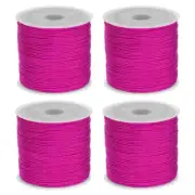4 Rolls Nylon String Cord 45 Yards 0.8mm Nylon Cord Beading, Rose Red